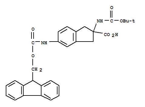 214262-84-7  1H-Indene-2-carboxylicacid,2-[[(1,1-dimethylethoxy)carbonyl]amino]-5-[[(9H-fluoren-9-ylmethoxy)carbonyl]amino]-2,3-dihydro-