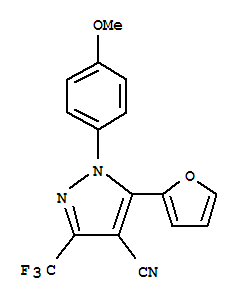218632-32-7  1H-Pyrazole-4-carbonitrile,5-(2-furanyl)-1-(4-methoxyphenyl)-3-(trifluoromethyl)-