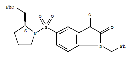220510-16-7  1H-Indole-2,3-dione,5-[[(2S)-2-(phenoxymethyl)-1-pyrrolidinyl]sulfonyl]-1-(phenylmethyl)-