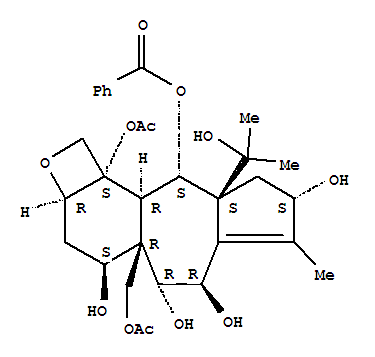 220935-39-7  1H-Azuleno[5',6':3,4]benz[1,2-b]oxete-4,5,6,8,10,10b(2aH)-hexol,4a-[(acetyloxy)methyl]-3,4,5,6,8,9,10,10a-octahydro-9a-(1-hydroxy-1-methylethyl)-7-methyl-,10b-acetate 10-benzoate, (2aR,4S,4aR,5R,6R,8S,9aS,10S,10aR,10bS)-