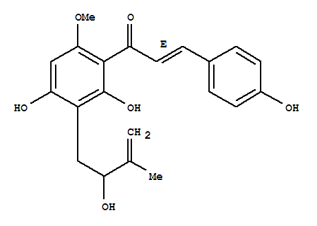 274675-25-1  2-Propen-1-one,1-[2,4-dihydroxy-3-(2-hydroxy-3-methyl-3-buten-1-yl)-6-methoxyphenyl]-3-(4-hydroxyphenyl)-,(2E)-