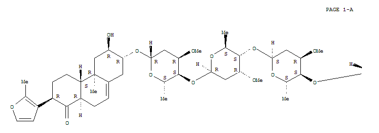 217186-41-9  1(2H)-Phenanthrenone,7-[(O-b-D-glucopyranosyl-(1®4)-O-2,6-dideoxy-3-O-methyl-a-L-ribo-hexopyranosyl-(1®4)-O-2,6-dideoxy-3-O-methyl-b-L-ribo-hexopyranosyl-(1®4)-2,6-dideoxy-3-O-methyl-b-L-ribo-hexopyranosyl)oxy]-3,4,4a,4b,5,6,7,8,10,10a-decahyd