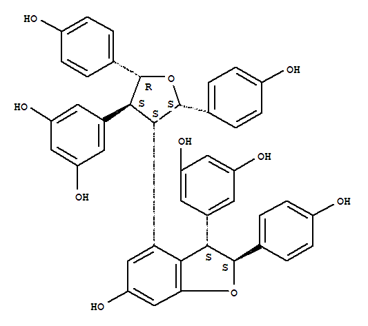 220222-76-4  1,3-Benzenediol,5-[(2R,3S,4S,5S)-4-[(2S,3S)-3-(3,5-dihydroxyphenyl)-2,3-dihydro-6-hydroxy-2-(4-hydroxyphenyl)-4-benzofuranyl]tetrahydro-2,5-bis(4-hydroxyphenyl)-3-furanyl]-