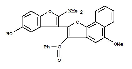 221206-37-7  Methanone,[2-[2-(dimethylamino)-5-hydroxy-3-benzofuranyl]-5-methoxynaphtho[1,2-b]furan-3-yl]phenyl-