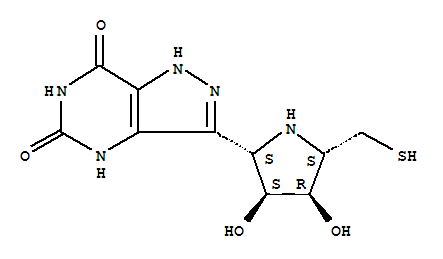 222631-85-8  1H-Pyrazolo[4,3-d]pyrimidine-5,7(4H,6H)-dione,3-[(2S,3S,4R,5S)-3,4-dihydroxy-5-(mercaptomethyl)-2-pyrrolidinyl]-