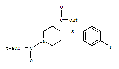 226396-62-9  1,4-Piperidinedicarboxylicacid, 4-[(4-fluorophenyl)thio]-, 1-(1,1-dimethylethyl) 4-ethyl ester