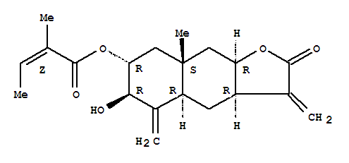 22850-61-9  2-Butenoic acid,2-methyl-,(3aR,4aR,6R,7R,8aS,9aR)-dodecahydro-6-hydroxy-8a-methyl-3,5-bis(methylene)-2-oxonaphtho[2,3-b]furan-7-ylester, (2Z)-