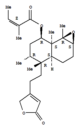 24399-45-9  2-Butenoic acid,2-methyl-,(1aS,3aS,4R,5R,7R,7aS,7bR)-4-[2-(2,5-dihydro-5-oxo-3-furanyl)ethyl]decahydro-4,5,7a,7b-tetramethylnaphth[1,2-b]oxiren-7-ylester, (2Z)-