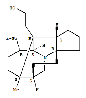 25123-14-2  4,8,3a-[1,2,4]Butanetriylcyclopent[b]indole-8a(4aH)-ethanol,octahydro-8-methyl-5-(1-methylethyl)-, (3aR,4R,4aS,5R,8S,8aR,8bS,10S)- (9CI)