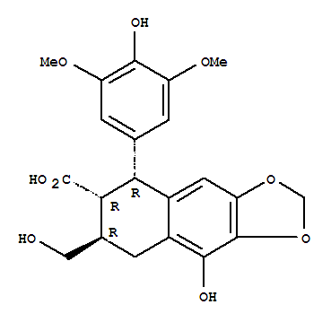 25349-42-2  Naphtho[2,3-d]-1,3-dioxole-6-carboxylicacid,5,6,7,8-tetrahydro-9-hydroxy-5-(4-hydroxy-3,5-dimethoxyphenyl)-7-(hydroxymethyl)-,(5R,6R,7R)-