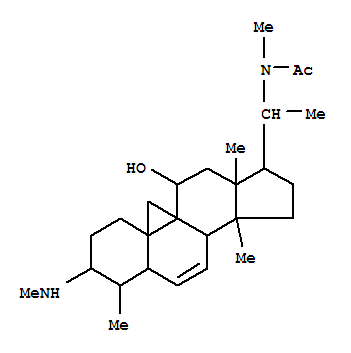 25650-67-3  Acetamide, N-[(3b,4b,5a)-11-hydroxy-4,14-dimethyl-3-(methylamino)-9,19-cyclopregn-6-en-20-yl]-N-methyl-(9CI)