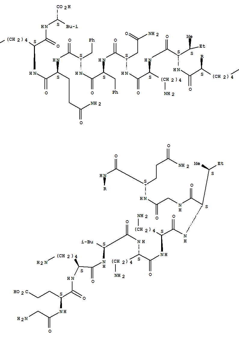 256639-17-5  L-Leucine, glycyl-L-a-glutamyl-L-lysyl-L-leucyl-L-lysyl-L-lysyl-L-isoleucylglycyl-L-glutaminyl-L-lysyl-L-isoleucyl-L-lysyl-L-asparaginyl-L-phenylalanyl-L-phenylalanyl-L-glutaminyl-L-lysyl-(9CI)