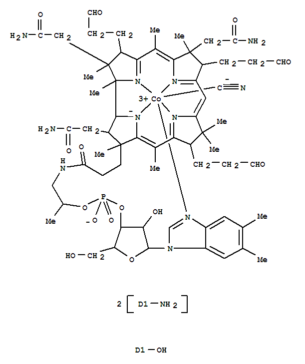 26403-50-9  Cobinic acid-pentamide,Co-(cyano-kC)-, dihydrogen phosphate(ester), inner salt, 3'-ester with (5,6-dimethyl-1-a-D-ribofuranosyl-1H-benzimidazole-kN3) (9CI)