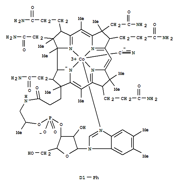 27099-83-8  Cobinamide, Co-(cyano-kC)-N-phenyl-, dihydrogenphosphate (ester), inner salt, 3'-ester with (5,6-dimethyl-1-a-D-ribofuranosyl-1H-benzimidazole-kN3) (9CI)