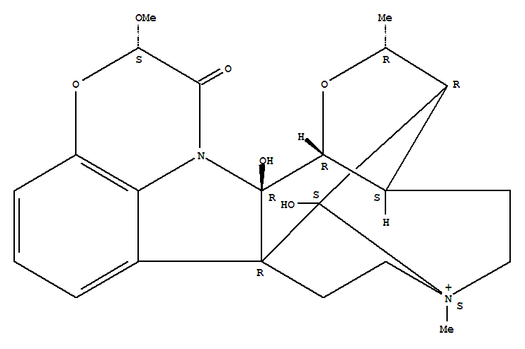27530-77-4  3,6,8a-Metheno-2H-furo[2'',3'':6',7']azonino[4',5':4,5]pyrrolo[1,2,3-de][1,4]benzoxazinium,3,3a,4,5,7,8,13,14,15a,15b-decahydro-15a,16-dihydroxy-13-methoxy-2,6-dimethyl-14-oxo-,(2R,3R,3aS,6S,8aR,13S,15aR,15bR)- (9CI)