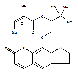 27542-14-9  2-Butenoic acid,2-methyl-,2-hydroxy-2-methyl-1-[[(7-oxo-7H-furo[3,2-g][1]benzopyran-9-yl)oxy]methyl]propylester, (2Z)-(+)-