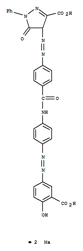 2896-76-6  1H-Pyrazole-3-carboxylicacid,4-[2-[4-[[[4-[2-(3-carboxy-4-hydroxyphenyl)diazenyl]phenyl]amino]carbonyl]phenyl]diazenyl]-4,5-dihydro-5-oxo-1-phenyl-,sodium salt (1:2)