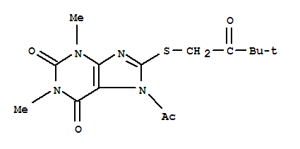 298193-00-7  1H-Purine-2,6-dione,7-acetyl-8-[(3,3-dimethyl-2-oxobutyl)thio]-3,7-dihydro-1,3-dimethyl-