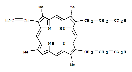 29948-90-1  21H,23H-Porphine-2,18-dipropanoicacid, 8-ethenyl-3,7,12,17-tetramethyl-