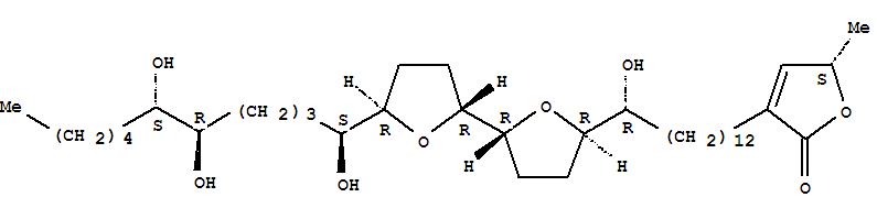 206057-84-3  2(5H)-Furanone,3-[(13R)-13-hydroxy-13-[(2R,2'R,5R,5'R)-octahydro-5'-[(1S,5R,6S)-1,5,6-trihydroxyundecyl][2,2'-bifuran]-5-yl]tridecyl]-5-methyl-,(5S)-