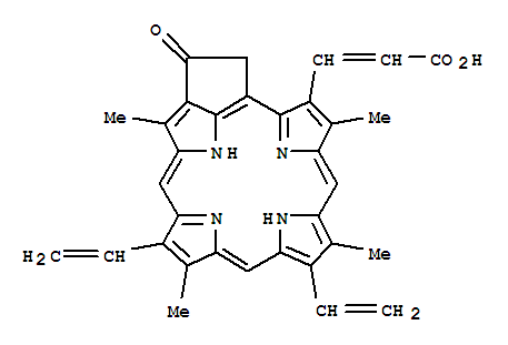 207397-31-7  2-Propenoic acid,3-(3,4-didehydro-9,14-diethenyl-4,8,13,18-tetramethyl-20-oxo-3-phorbinyl)- 207397-31-7  2-Propenoic acid,3-(3,4-didehydro-9,14-diethenyl-4,8,13,18-tetramethyl-20-oxo-3-phorbinyl)-