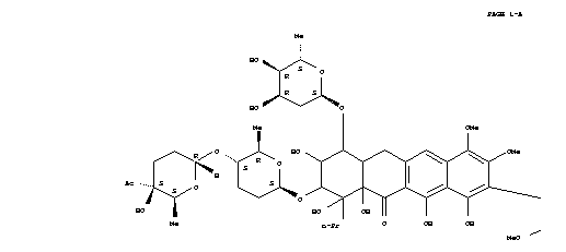 208588-83-4  1,5-Epoxynaphthacene-7,10,12(2H)-trione,9-[9-[[(2R,5R,6S)-5-[[(2S,5R,6R)-5-acetyltetrahydro-5-hydroxy-6-methyl-2H-pyran-2-yl]oxy]tetrahydro-6-methyl-2H-pyran-2-yl]oxy]-7-[(2,6-dideoxy-a-D-ribo-hexopyranosyl)oxy]-6,6a,7,8,9,10,10a,11-octahydro-1,8,10,10a,1