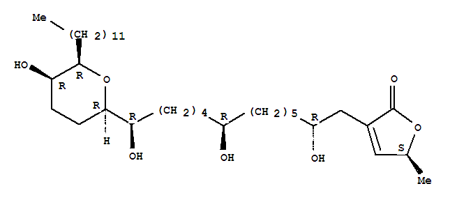 209668-35-9  2(5H)-Furanone,3-[(2R,8R,13R)-13-[(2R,5R,6R)-6-dodecyltetrahydro-5-hydroxy-2H-pyran-2-yl]-2,8,13-trihydroxytridecyl]-5-methyl-,(5S)-