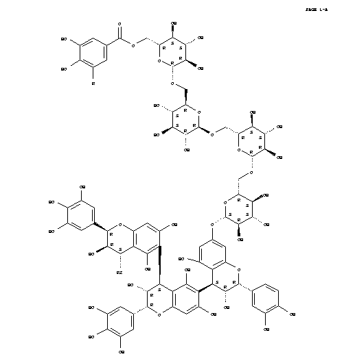 213126-96-6  [4,6':4',6'':4'',6'''-Quater-2H-1-benzopyran]-3,3',3'',3''',5,5',5'',5''',7',7'',7'''-undecol,2-(3,4-dihydroxyphenyl)-7-[[O-6-O-[3-[[3,4-dihydroxy-5-[(3,4,5-trihydroxybenzoyl)oxy]benzoyl]oxy]-4,5-dihydroxybenzoyl]-b-D-glucopyranosyl-(1®6)-O-b-D-glucop