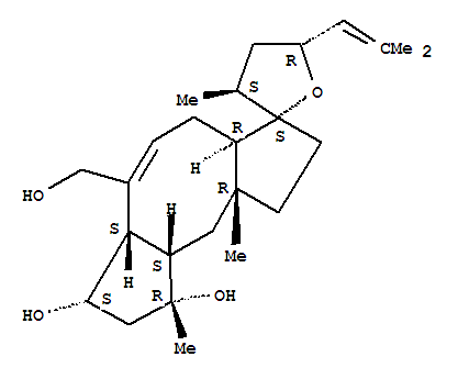 21413-30-9  Spiro[dicyclopenta[a,d]cyclooctene-3(2H),2'(3'H)-furan]-7,9-diol,1,3a,4,4',5',6a,7,8,9,9a,10,10a-dodecahydro-6-(hydroxymethyl)-3',9,10a-trimethyl-5'-(2-methyl-1-propenyl)-,(2'S,3'S,3aR,5'R,6aS,7S,9R,9aS,10aR)- (9CI)