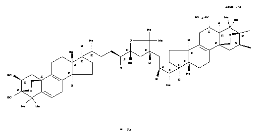 214778-08-2  Pregn-8-ene-2,3,6-triol,3,19-epoxy-20-[(1R,2S,4R,6R)-2-[(2b,3b)-3,19-epoxy-2,3-dihydroxy-4,4-dimethyl-24-norchola-5,8-dien-23-yl]-1,7,7-trimethyl-3,8-dioxabicyclo[4.2.1]non-4-yl]-4,4-dimethyl-,6-(hydrogen sulfate), monosodium salt, (2b,3b,5a,6a,20S)- (9CI