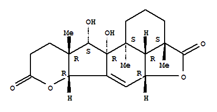 218145-25-6  1H-Benzo[4,5]furo[3',2':5,6]indeno[1,2-b]pyran-4,8-dione,2,3,3a,5a,6b,9,10,10a,11,11a,11b,11c-dodecahydro-11,11a-dihydroxy-3a,10a,11b-trimethyl-,(3aS,5aR,6bR,10aR,11S,11aR,11bS,11cR)-