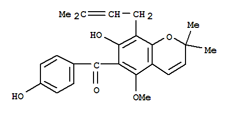 219744-98-6  Methanone,[7-hydroxy-5-methoxy-2,2-dimethyl-8-(3-methyl-2-buten-1-yl)-2H-1-benzopyran-6-yl](4-hydroxyphenyl)-