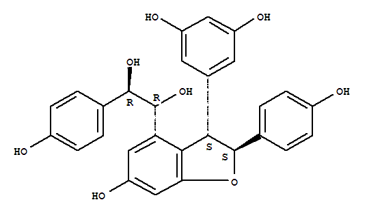 219761-18-9  1,3-Benzenediol,5-[(2S,3S)-4-[(1R,2R)-1,2-dihydroxy-2-(4-hydroxyphenyl)ethyl]-2,3-dihydro-6-hydroxy-2-(4-hydroxyphenyl)-3-benzofuranyl]-