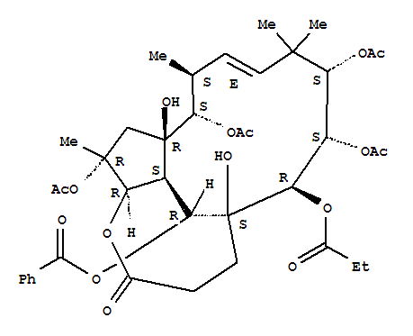 219831-43-3  1,12-(Epoxypropano)-1H-cyclopentacyclododecen-16-one,2,4,9,10-tetrakis(acetyloxy)-13-(benzoyloxy)-2,3,3a,4,5,8,9,10,11,12,13,13a-dodecahydro-3a,12-dihydroxy-2,5,8,8-tetramethyl-11-(1-oxopropoxy)-,(1R,2R,3aR,4S,5S,6E,9S,10S,11R,12S,13R,13aS)- (9CI)