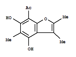 21987-07-5  Ethanone,1-(4,6-dihydroxy-2,3,5-trimethyl-7-benzofuranyl)-