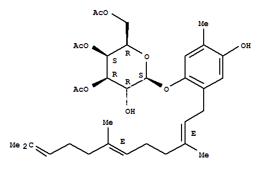 223385-02-2  b-D-Galactopyranoside,4-hydroxy-5-methyl-2-[(2E,6E)-3,7,11-trimethyl-2,6,10-dodecatrienyl]phenyl,3,4,6-triacetate (9CI)