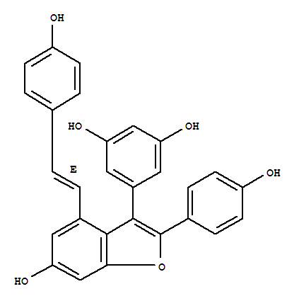 223591-26-2  1,3-Benzenediol,5-[6-hydroxy-2-(4-hydroxyphenyl)-4-[(1E)-2-(4-hydroxyphenyl)ethenyl]-3-benzofuranyl]-