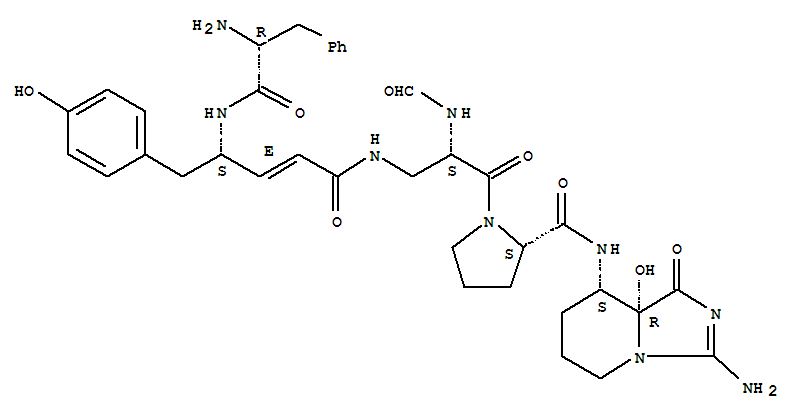 224577-35-9  L-Prolinamide,D-phenylalanyl-(2E,4S)-4-amino-5-(4-hydroxyphenyl)-2-pentenoyl-(2S)-2-(formylamino)-b-alanyl-N-[(8S,8aR)-3-amino-1,5,6,7,8,8a-hexahydro-8a-hydroxy-1-oxoimidazo[1,5-a]pyridin-8-yl]-(9CI)