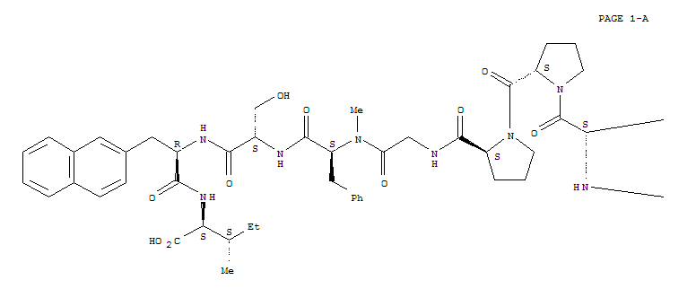 229030-05-1  L-Isoleucine,N2-acetyl-L-lysyl-L-arginyl-L-prolyl-L-prolylglycyl-N-methyl-L-phenylalanyl-L-seryl-3-(2-naphthalenyl)-D-alanyl-