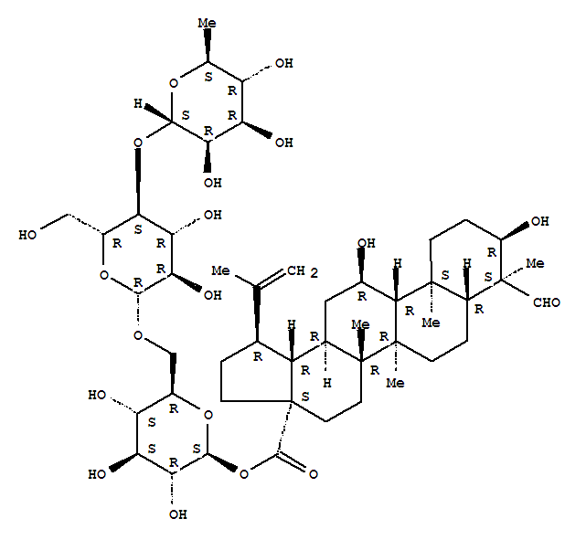 230972-46-0  Lup-20(29)-en-28-oicacid, 3,11-dihydroxy-23-oxo-, O-6-deoxy-a-L-mannopyranosyl-(1®4)-O-b-D-glucopyranosyl-(1®6)-b-D-glucopyranosyl ester, (3a,4a,11a)-