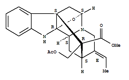 2671-32-1  2H,12H-6,12a-Epoxy-2,7a-methanoindolo[2,3-a]quinolizine-14-carboxylicacid, 14-[(acetyloxy)methyl]-3-ethylidene-1,3,4,6,7,12b-hexahydro-, methylester, (2S,3E,6S,7aS,12aR,12bS,14R)-