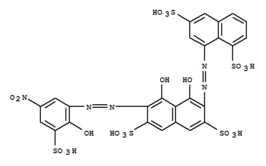 26756-61-6  1,6-Naphthalenedisulfonicacid,8-[2-[1,8-dihydroxy-7-[2-(2-hydroxy-5-nitro-3-sulfophenyl)diazenyl]-3,6-disulfo-2-naphthalenyl]diazenyl]-