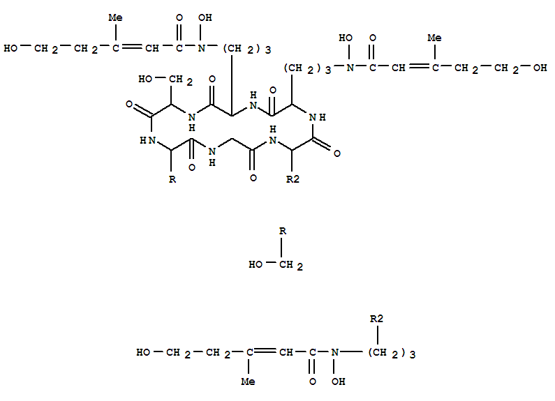 26799-83-7  Cyclo[glycyl-N5-hydroxy-N5-[(2Z)-5-hydroxy-3-methyl-1-oxo-2-penten-1-yl]-L-ornithyl-N5-hydroxy-N5-[(2Z)-5-hydroxy-3-methyl-1-oxo-2-penten-1-yl]-L-ornithyl-N5-hydroxy-N5-[(2Z)-5-hydroxy-3-methyl-1-oxo-2-penten-1-yl]-L-ornithyl-L-seryl-L-seryl]