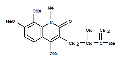 27745-39-7  2(1H)-Quinolinone,3-(2-hydroxy-3-methyl-3-butenyl)-4,7,8-trimethoxy-1-methyl- (9CI)