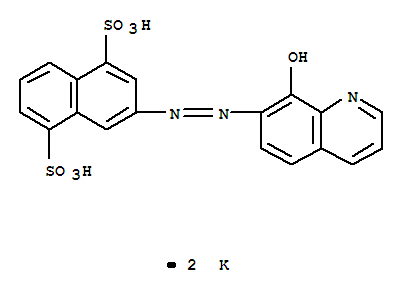 28832-63-5  1,5-Naphthalenedisulfonicacid, 3-[2-(8-hydroxy-7-quinolinyl)diazenyl]-, potassium salt (1:2)