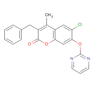 393811-43-3  2H-1-Benzopyran-2-one,6-chloro-4-methyl-3-(phenylmethyl)-7-(2-pyrimidinyloxy)-