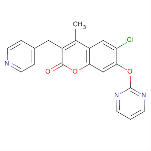 393811-54-6  2H-1-Benzopyran-2-one,6-chloro-4-methyl-3-(4-pyridinylmethyl)-7-(2-pyrimidinyloxy)-