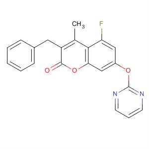 393811-55-7  2H-1-Benzopyran-2-one,5-fluoro-4-methyl-3-(phenylmethyl)-7-(2-pyrimidinyloxy)-