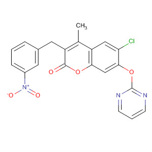 393811-66-0  2H-1-Benzopyran-2-one,6-chloro-4-methyl-3-[(3-nitrophenyl)methyl]-7-(2-pyrimidinyloxy)-