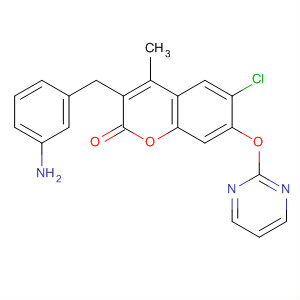393811-67-1  2H-1-Benzopyran-2-one,3-[(3-aminophenyl)methyl]-6-chloro-4-methyl-7-(2-pyrimidinyloxy)-